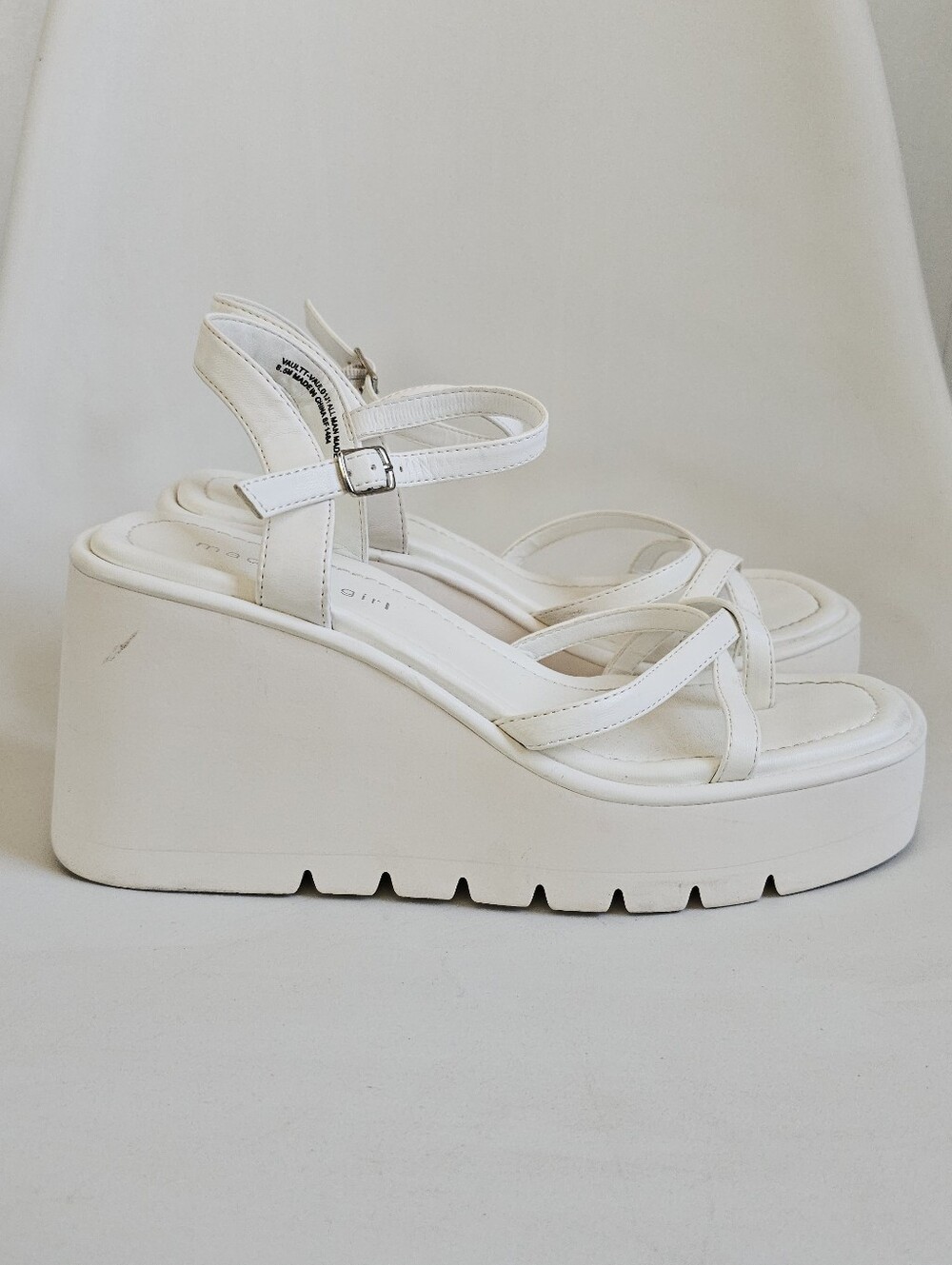 White Platform Wedge Strappy Sandals - Women's